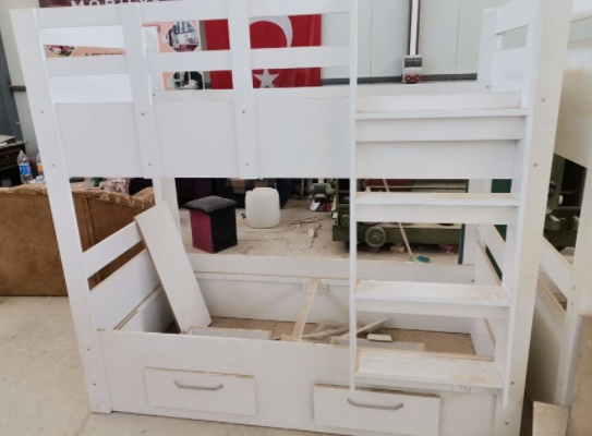 beyaz ahşap iki katlı ranza