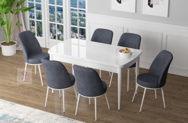 Beyaz Masa +6 Adet Sandalye